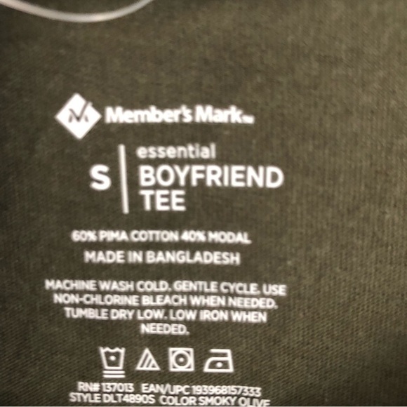 Boyfriend Essential Short Sleeve Tee Green Pima Cotton Small - Picture 3 of 4